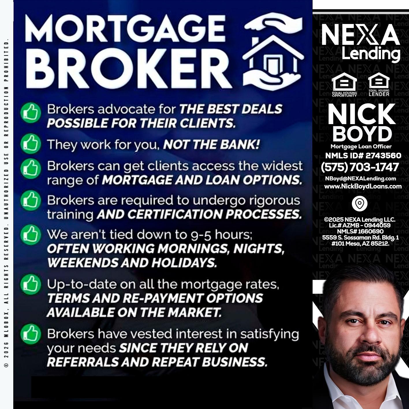 MORTGAGE BROKER - Nick Boyd -Mortgage Loan Officer