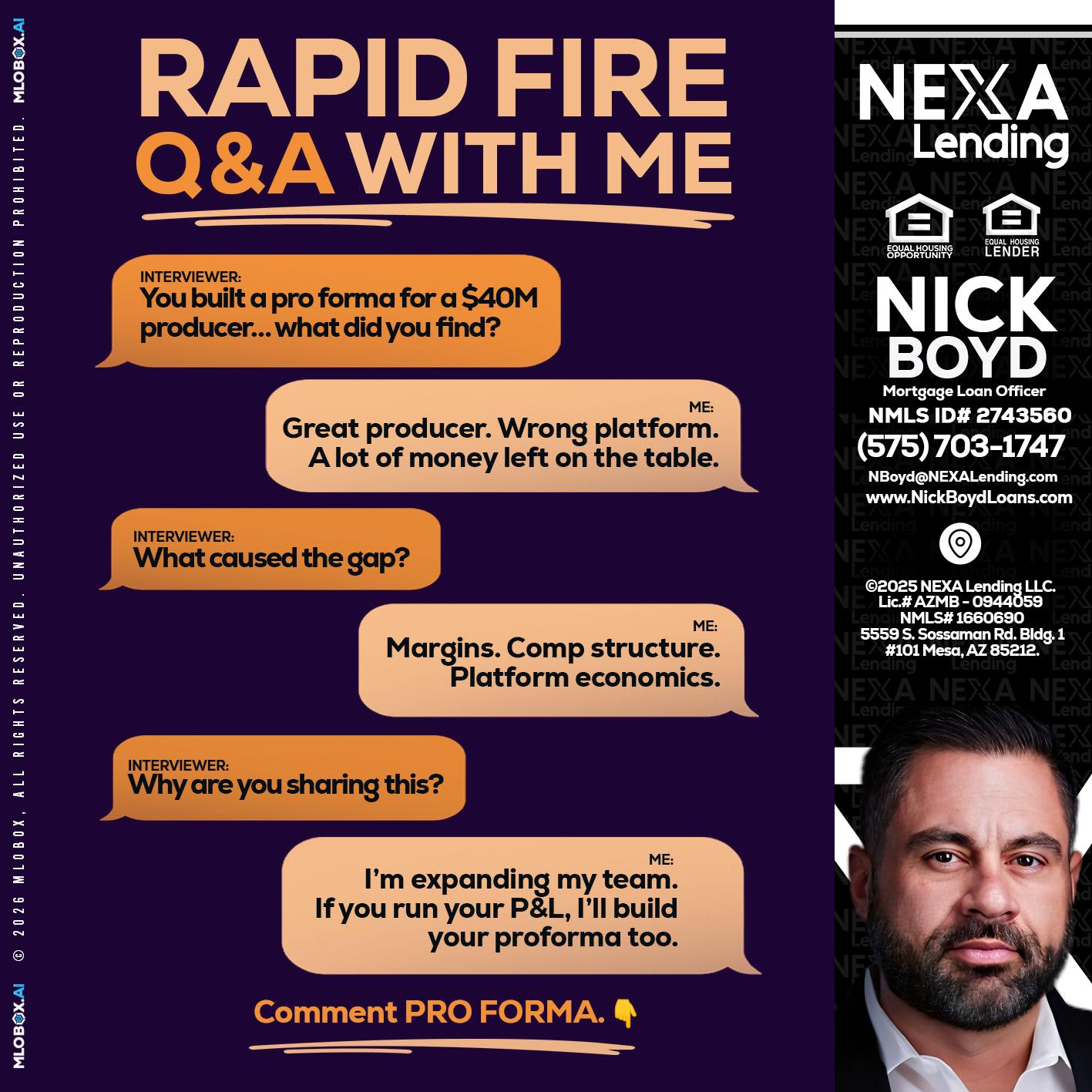 RAPID FIRE - Nick Boyd -Mortgage Loan Officer