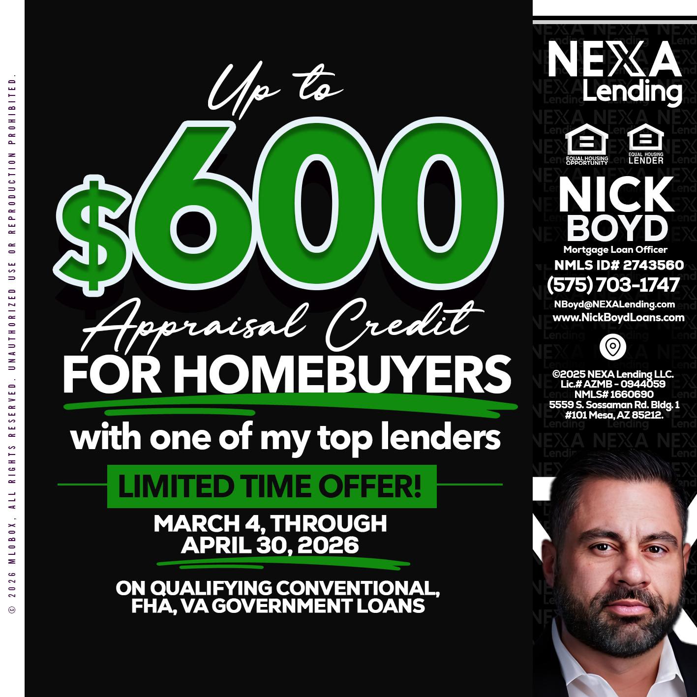 up to $600 - Nick Boyd -Mortgage Loan Officer