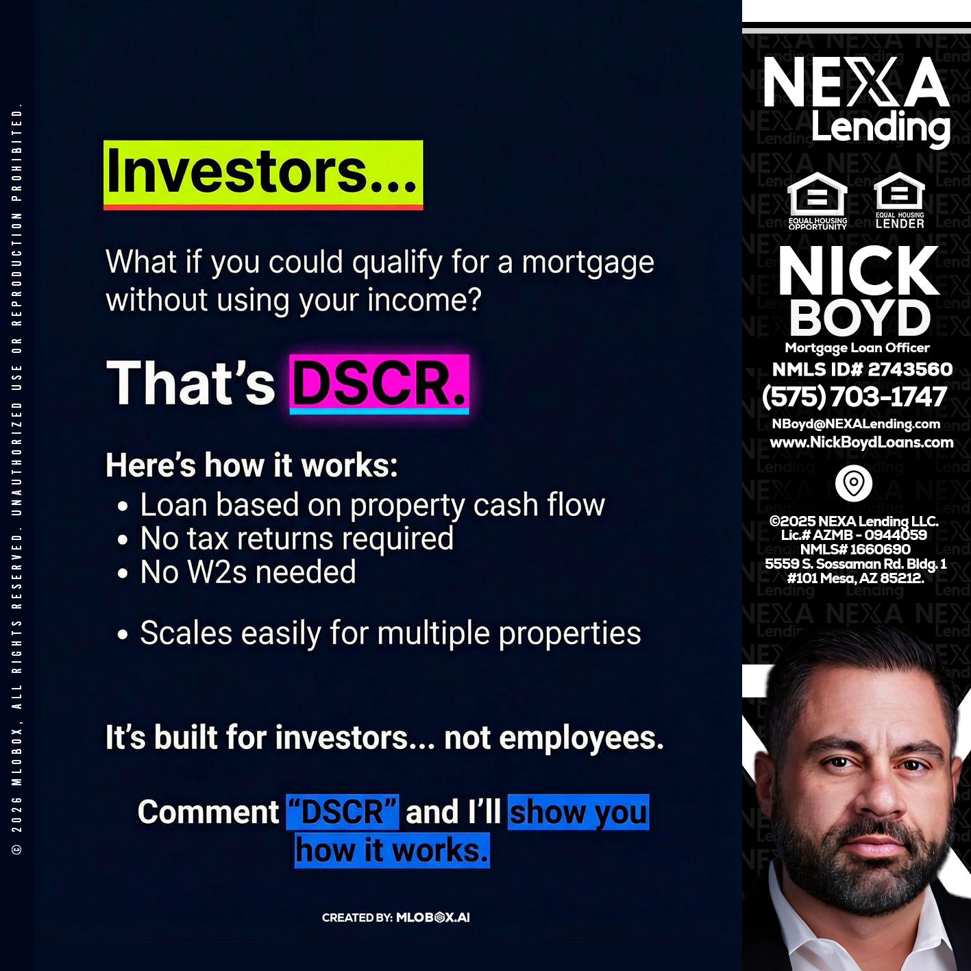 INVESTORS - Nick Boyd -Mortgage Loan Officer