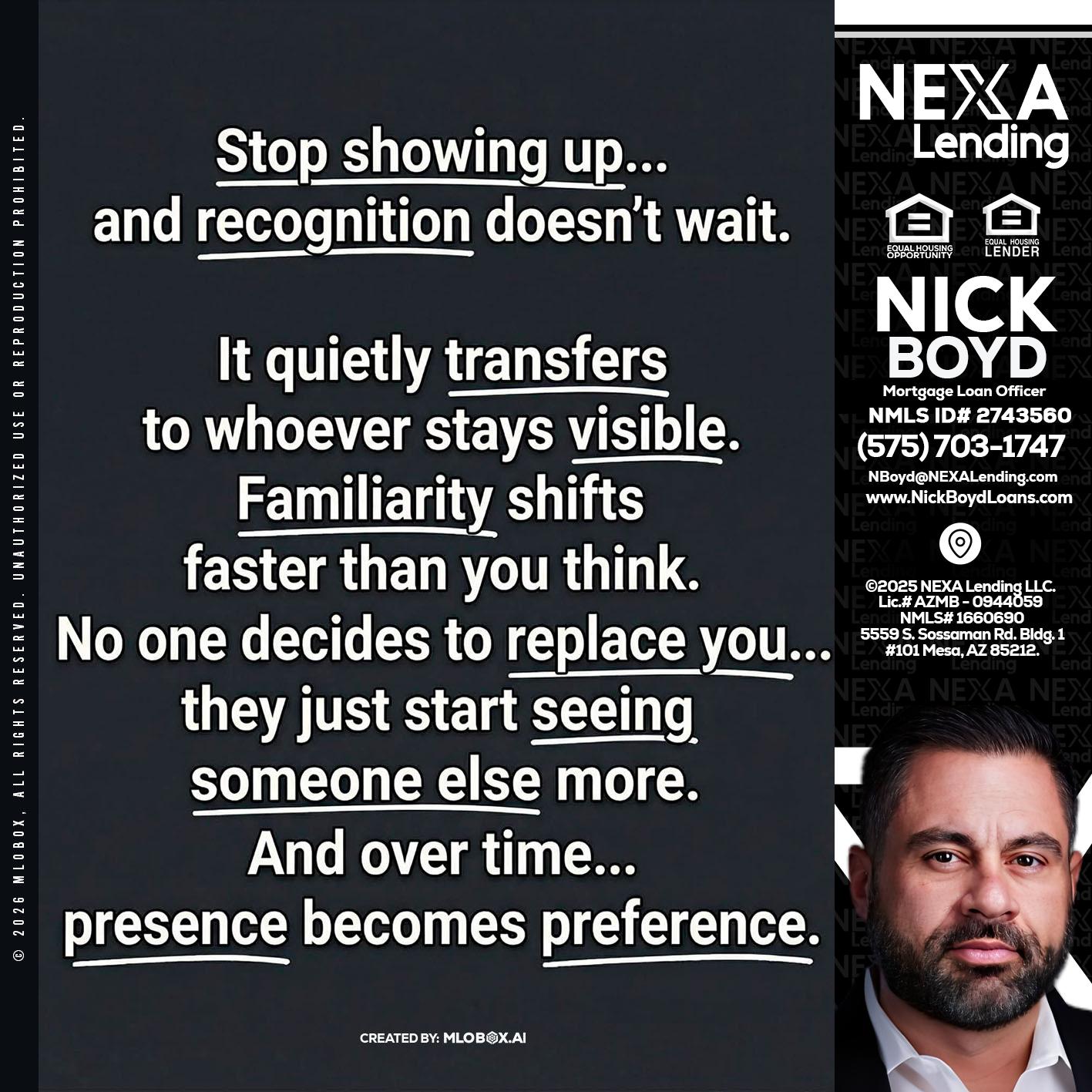 STOP SHOWING - Nick Boyd -Mortgage Loan Officer