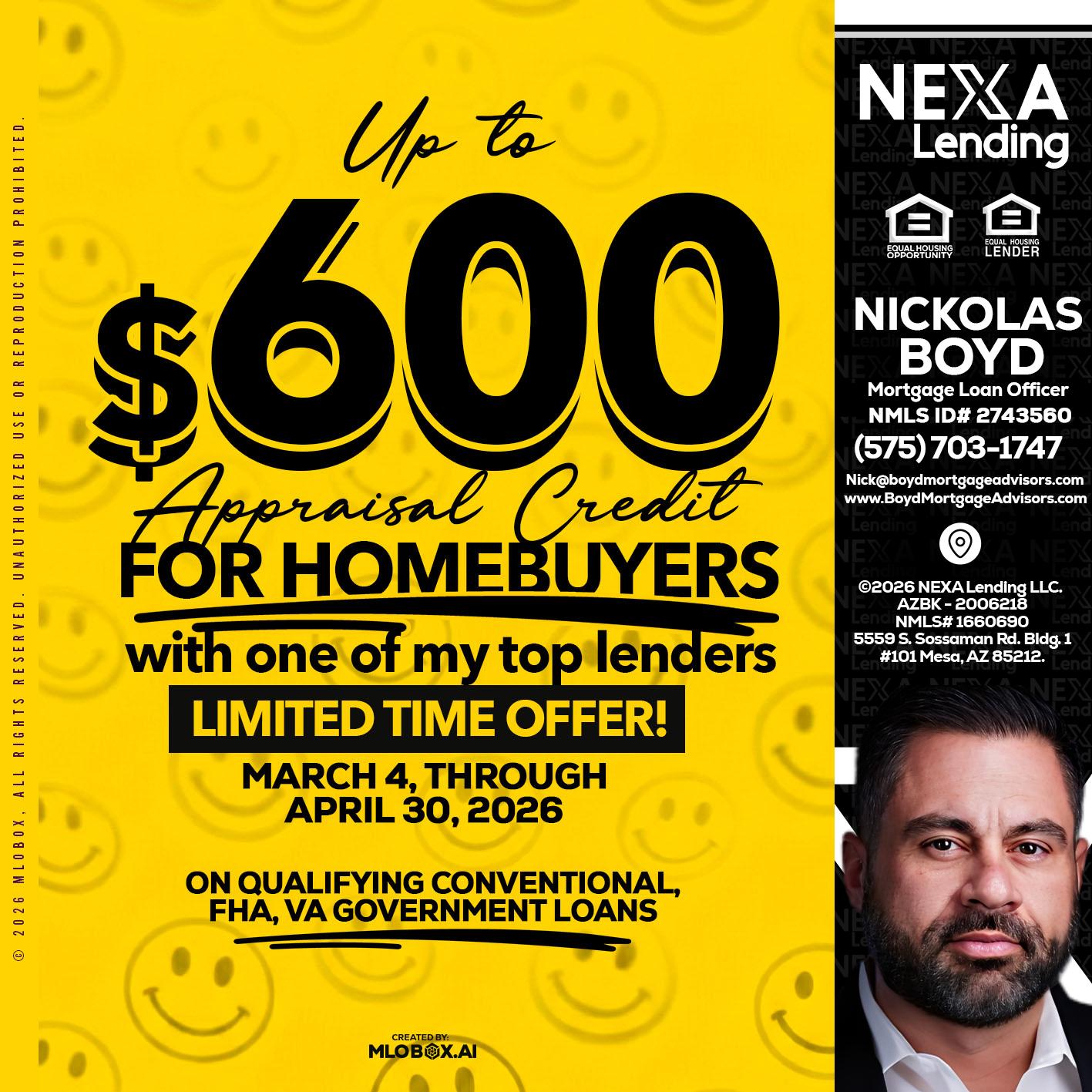 UP TO 600 - Nick Boyd -Mortgage Loan Officer