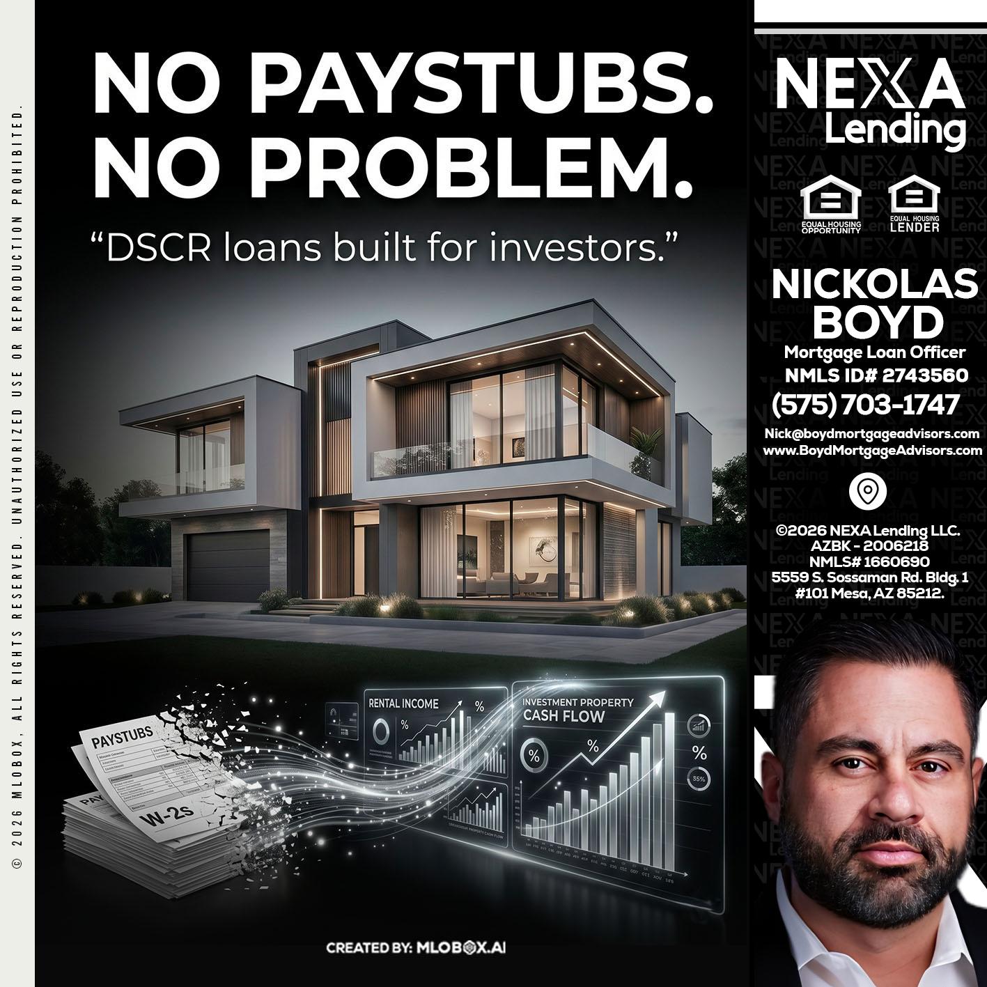 no paystub - Nick Boyd -Mortgage Loan Officer