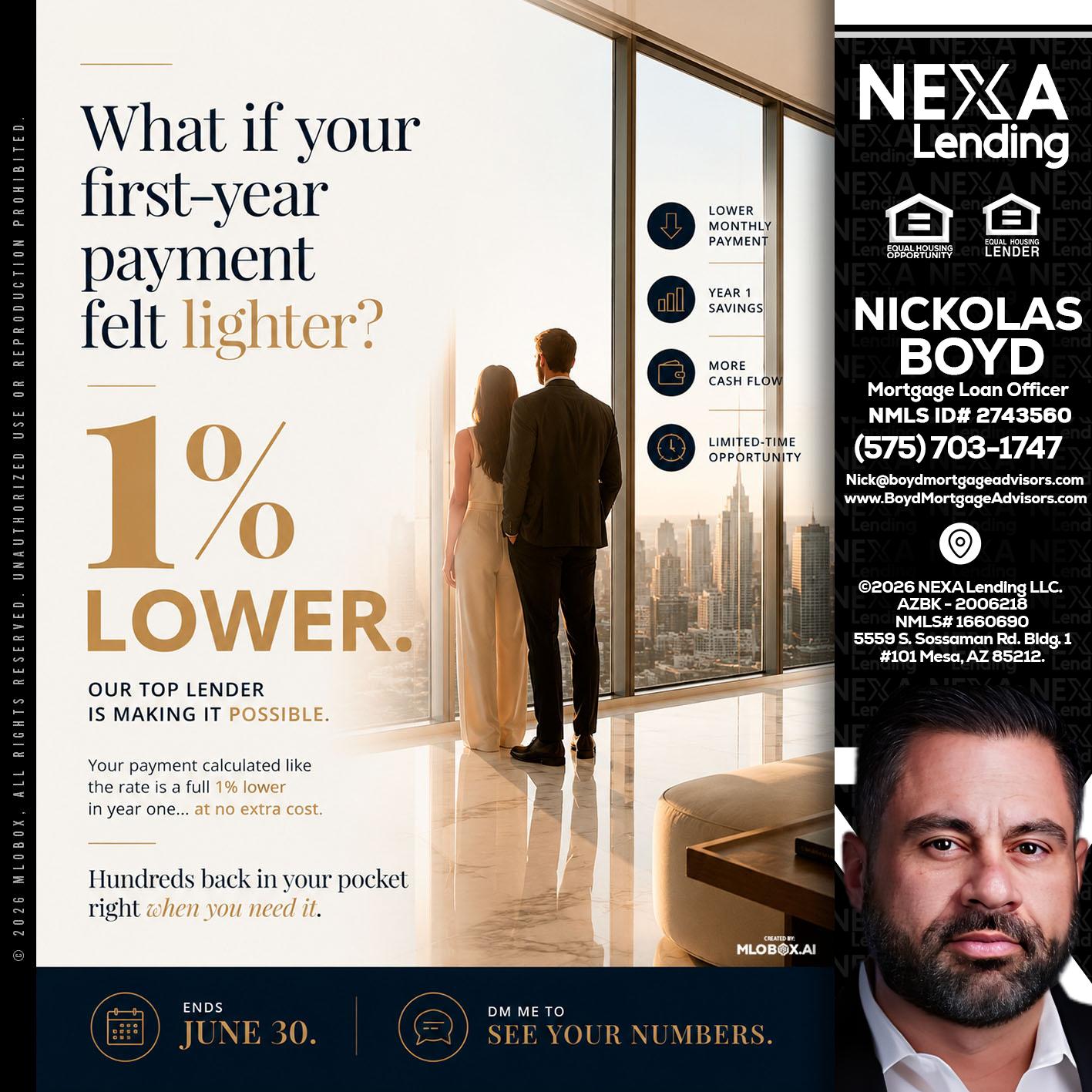 1% lower - Nick Boyd -Mortgage Loan Officer