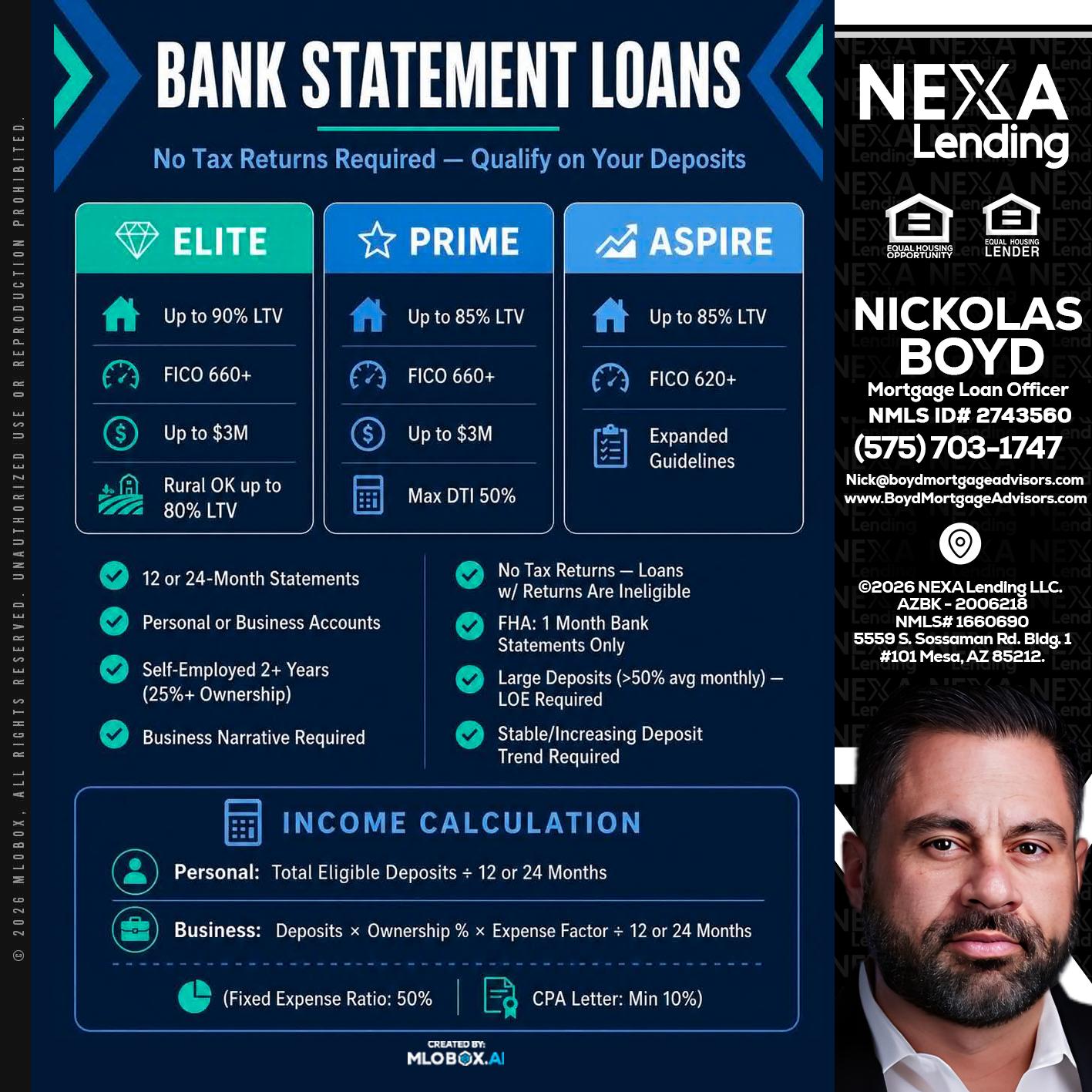 BANK STATEMENT - Nick Boyd -Mortgage Loan Officer