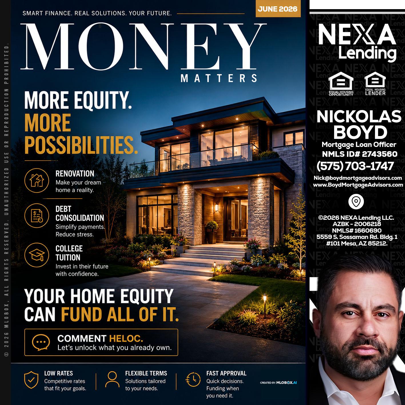 MONEY MATTERS - Nick Boyd -Mortgage Loan Officer