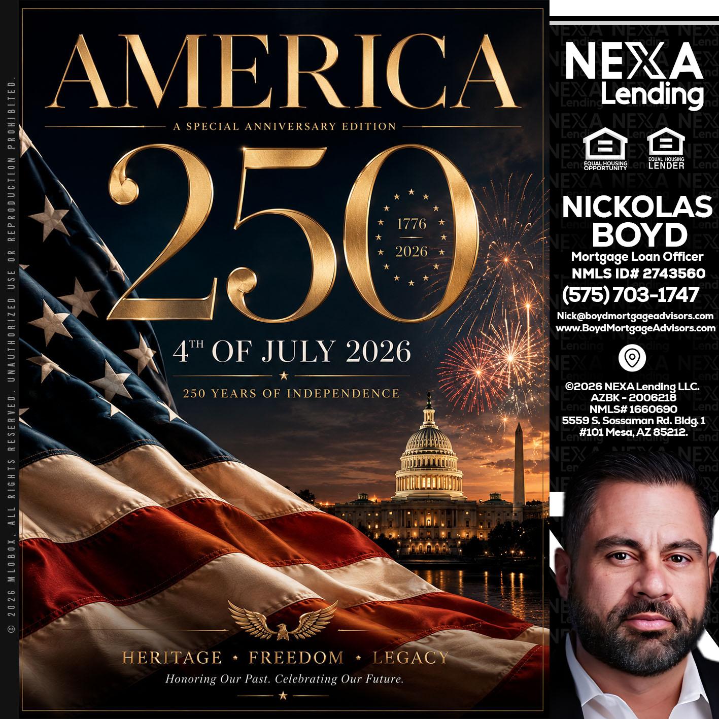 AMERICA 250 TH - Nick Boyd -Mortgage Loan Officer