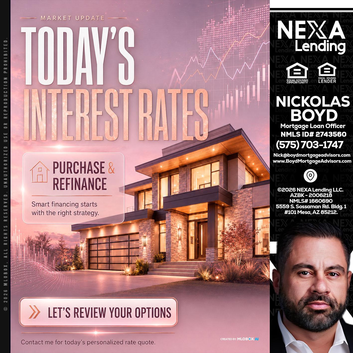 todays interest rates - Nick Boyd -Mortgage Loan Officer