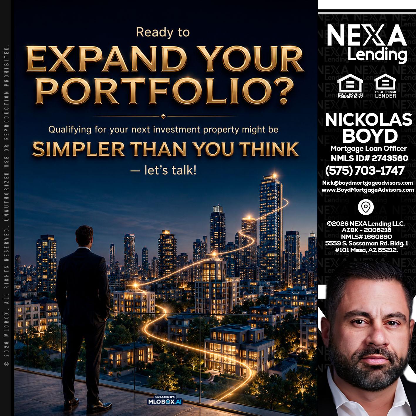 expand you portfolio - Nick Boyd -Mortgage Loan Officer