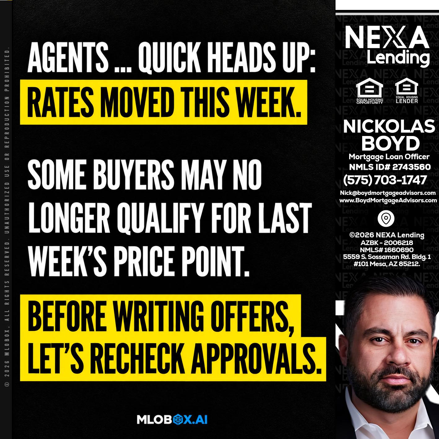 AGENTS QUICK - Nick Boyd -Mortgage Loan Officer