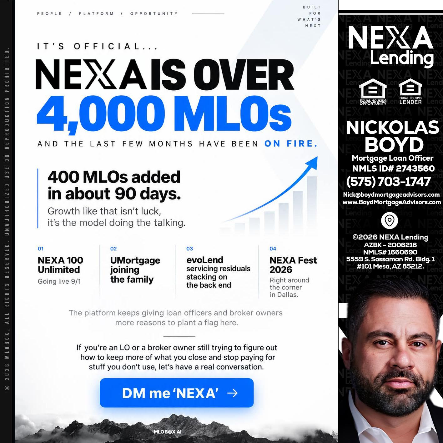 NEXA IS OVER 4000 MLOs - Nick Boyd -Mortgage Loan Officer