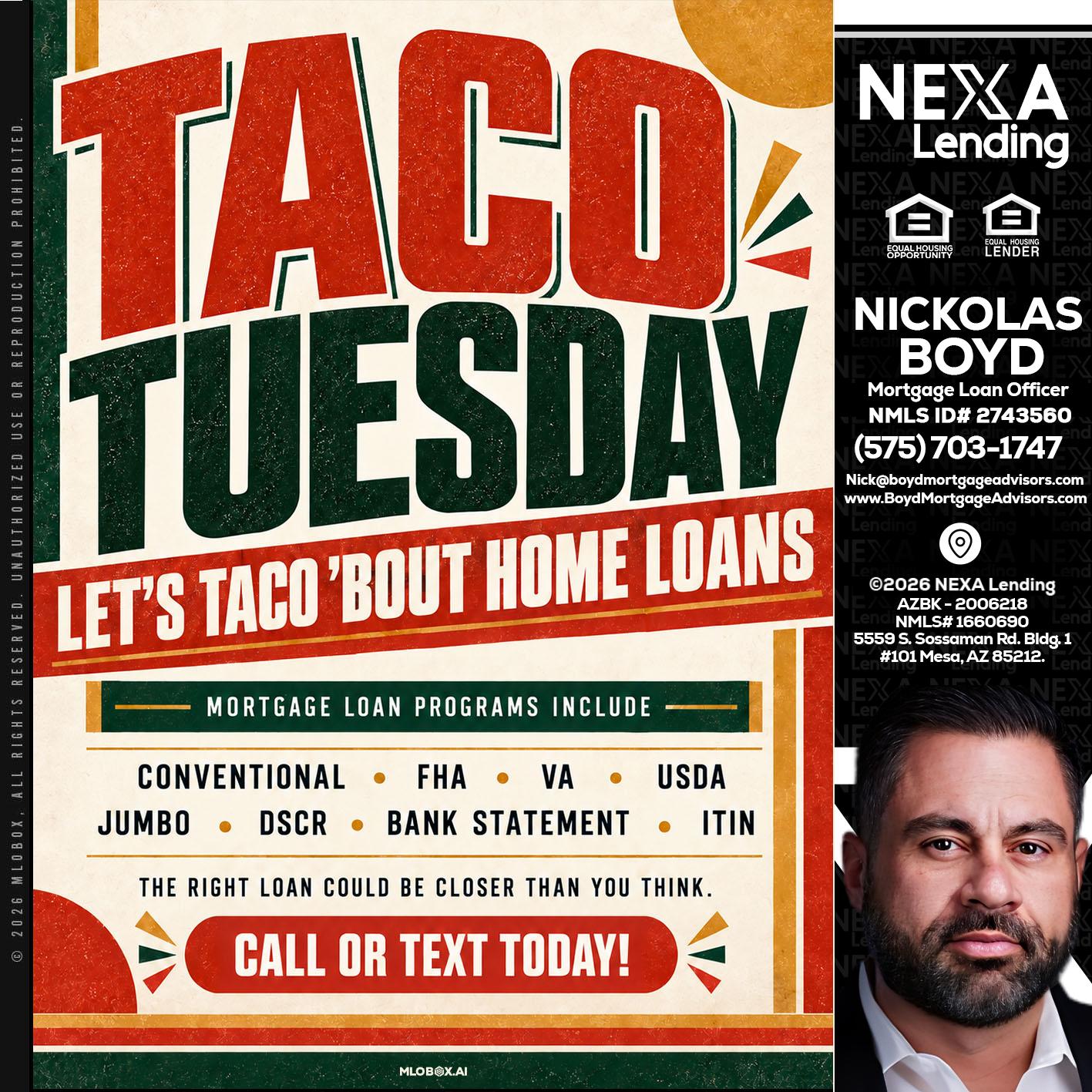 TACO TUESDAY - Nick Boyd -Mortgage Loan Officer